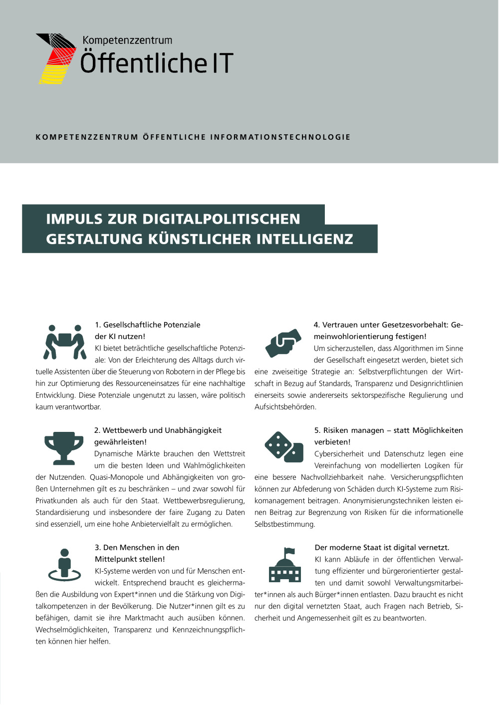 Impuls zur digitalpolitischen Gestaltung Knstlicher Intelligenz |  Kompetenzzentrum ffentliche IT (FIT)